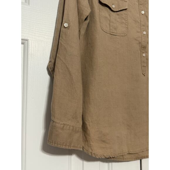 Talbots Khaki Linen Blouse/Tunic, Size M - Picture 4 of 6